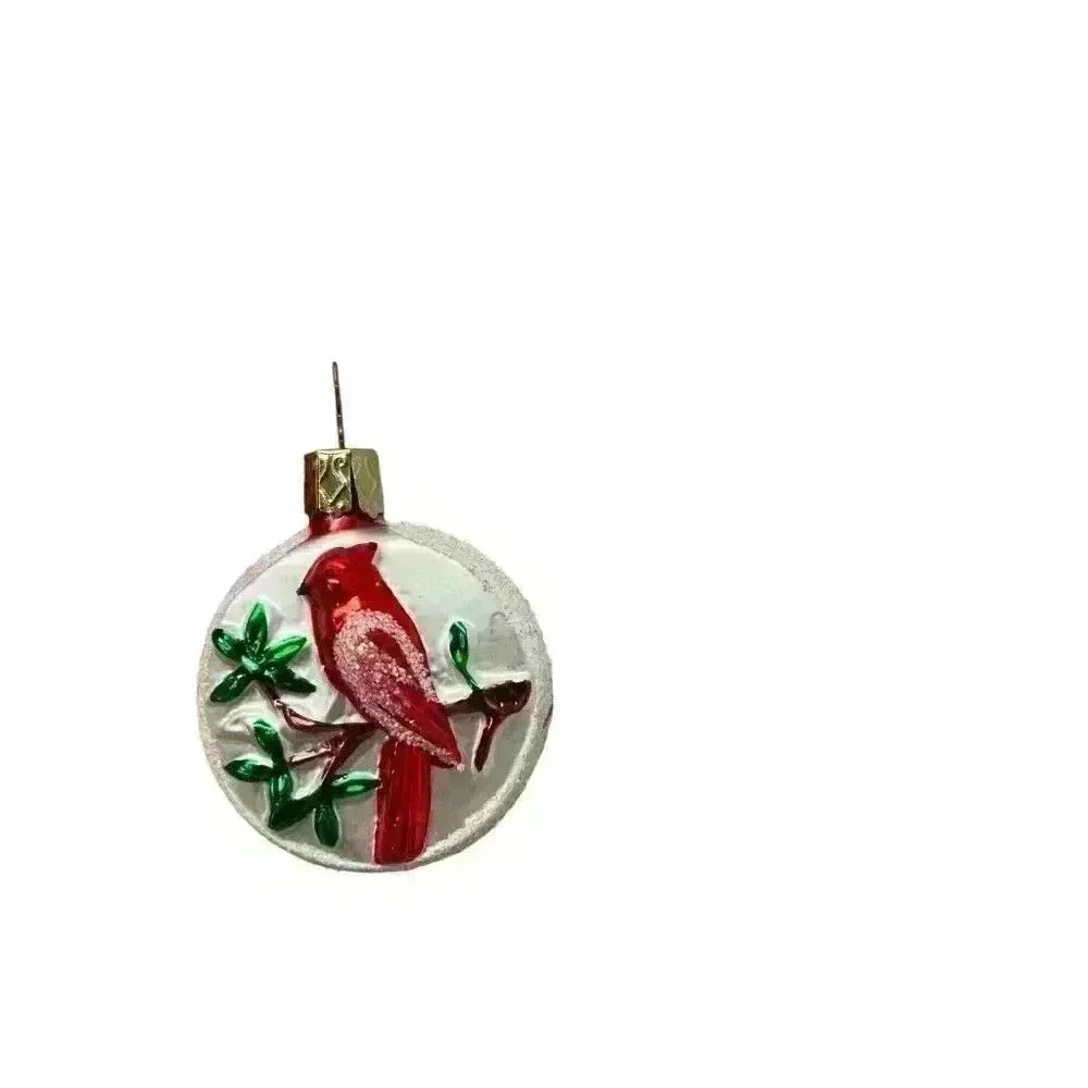 Blown Glass Cardinal Christmas Ornament Hard to Find Star Loop